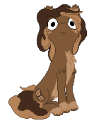 Size: 1064x1448 | Tagged: safe, artist:parallel black, oc, oc:parallel black, species:pony, 2019 community collab, derpibooru community collaboration, chocolate pony, digital art, food, food pony, looking at you, original species, pixel art, ponified, simple background, solo, transparent background