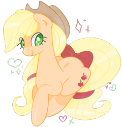 Size: 967x1007 | Tagged: safe, artist:euphoriapony, character:applejack, species:pony, beanbrows, bow, cute, eye clipping through hair, eyebrows, eyebrows visible through hair, female, heart, heart eyes, jackabetes, ponyloaf, simple background, solo, tail bow, transparent background, wingding eyes