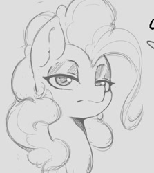 Size: 480x537 | Tagged: safe, artist:tre, character:pinkie pie, species:earth pony, species:pony, female, grayscale, mare, monochrome, resting bitch face, solo