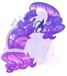 Size: 1080x1221 | Tagged: safe, artist:euphoriapony, character:rarity, species:pony, species:unicorn, alternate cutie mark, alternate hairstyle, alternative cutie mark placement, beanbrows, cute, eyebrows, female, hair bun, heart, mare, one eye closed, prone, raribetes, simple background, solo, transparent background, wink