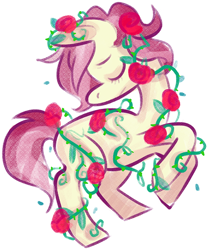 Size: 700x843 | Tagged: safe, artist:stevetwisp, character:roseluck, species:pony, cute, cuteluck, eyes closed, female, flower, mare, profile, rose, simple background, solo, thorns, transparent background