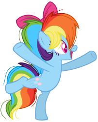 Size: 848x1048 | Tagged: safe, artist:bezziie, character:rainbow dash, species:pony, bow, earth pony rainbow dash, female, hair bow, race swap, simple background, solo, swapped cutie marks, transparent background