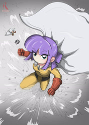 Size: 2067x2923 | Tagged: safe, artist:ryured, character:boulder, character:maud pie, species:human, anime, cape, clothing, costume, crossover, female, high res, humanized, looking at you, one punch man, saitama, sunglasses, superhero, thumbs up