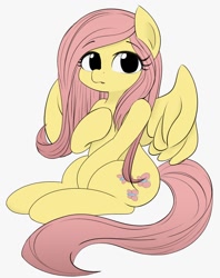 Size: 894x1130 | Tagged: safe, artist:manachaaaaaaaa, character:fluttershy, species:pegasus, species:pony, :o, cute, female, human shoulders, looking at you, mare, no pupils, open mouth, shyabetes, simple background, sitting, solo, spread wings, white background, wings