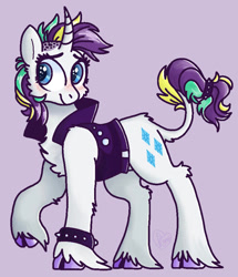 Size: 781x907 | Tagged: safe, artist:sandwichbuns, character:rarity, species:classical unicorn, species:pony, species:unicorn, alternate hairstyle, cloven hooves, female, leonine tail, punk, punkity, solo, unshorn fetlocks