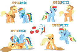 Size: 913x626 | Tagged: safe, artist:kayman13, character:applejack, character:rainbow dash, species:pegasus, species:pony, ship:appledash, appleblitz (gay), appleblitz (straight), appledash (straight), applejack (male), applejack's hat, clothing, cowboy hat, female, gay, half r63 shipping, hat, lesbian, male, mare, rainbow blitz, rule 63, shipping, stallion, straight