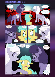 Size: 5784x8176 | Tagged: safe, artist:jeremy3, character:derpy hooves, character:sunshower raindrops, oc, oc:trissie, species:earth pony, species:pegasus, species:pony, comic:behind me, absurd resolution, alternate universe, comic, dream