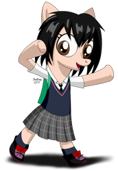 Size: 5500x8000 | Tagged: safe, artist:toonalexsora007, species:pony, absurd resolution, clothing, crossover, peni parker, ponified, school uniform, simple background, solo, spider-man: into the spider-verse, transparent background