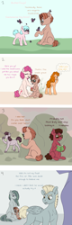Size: 1159x3617 | Tagged: safe, artist:pastel-charms, character:marble pie, oc, oc:caramel bell, oc:charcoal, oc:marzipan meringue, oc:petrified wood, oc:rock candy, oc:smokey quartz, parent:bulk biceps, parent:cheese sandwich, parent:limestone pie, parent:maud pie, parent:mudbriar, parent:pinkie pie, parents:cheesepie, parents:limebulk, parents:maudbriar, species:pegasus, species:pony, butterfly, colt, female, filly, glasses, male, offspring
