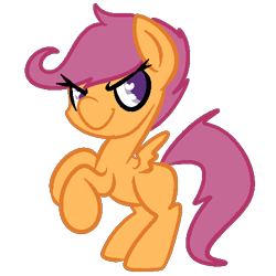 Size: 500x500 | Tagged: dead source, safe, artist:robynne, character:scootaloo, species:pegasus, species:pony, female, filly, rearing, simple background, smiling, solo, spread wings, transparent background, wings