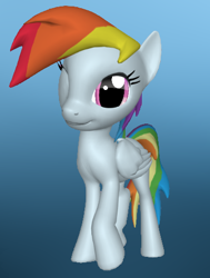 Size: 367x485 | Tagged: safe, artist:radioaxi, character:rainbow dash, species:pony, 3d, blinking, female, pony creator, ponylumen, simple background, solo