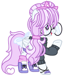 Size: 1280x1516 | Tagged: safe, artist:bezziie, oc, species:pegasus, species:pony, bow, clothing, female, glasses, mare, simple background, solo, sweater, tail bow, transparent background