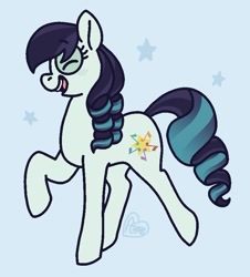 Size: 751x831 | Tagged: safe, artist:sandwichbuns, character:coloratura, species:pony, blue background, cute, eyes closed, female, profile, rarabetes, simple background, solo, stars, stylized