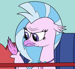 Size: 1909x1765 | Tagged: safe, artist:eagc7, character:silverstream, species:classical hippogriff, species:hippogriff, episode:hearts and hooves day, g4, my little pony: friendship is magic, angry, dissapoint, female, hand, meme, nickelodeon, parody, patrick star, silverstream is not amused, solo, spongebob squarepants, this will not end well, valentine's day (spongebob episode)