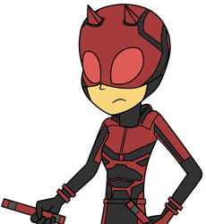 Size: 1135x1234 | Tagged: safe, artist:eagc7, character:sunset shimmer, species:human, my little pony:equestria girls, baton, clothing, costume, daredevil, daredevil (series), female, marvel, marvel cinematic universe, simple background, solo, transparent background