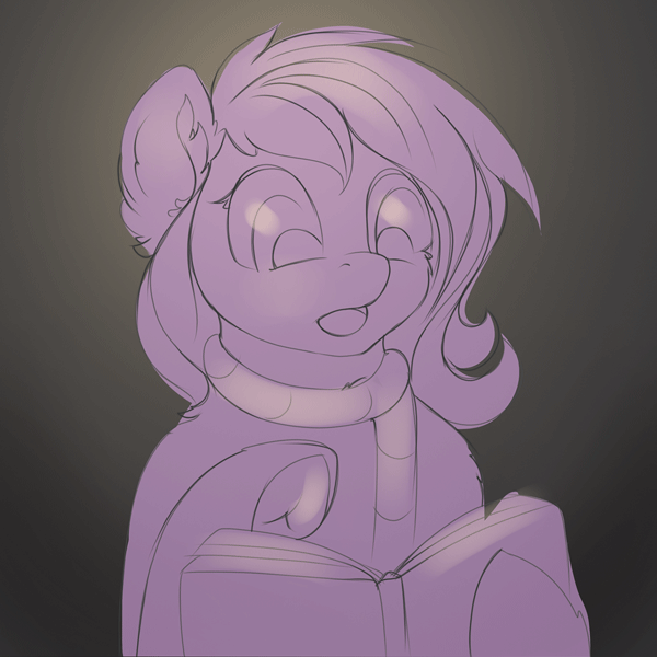 Size: 600x600 | Tagged: safe, artist:mdwines, oc, species:pony, animated, auction, book, bust, commission, funny, gif, horrified, horror, joke, night, portrait, reading, scary, shadow, sketch, solo, ych example, your character here
