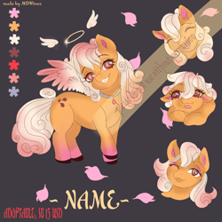 Size: 3000x3000 | Tagged: safe, artist:mdwines, oc, species:pegasus, species:pony, adoptable, adopts, advertisement, advertising, angel, bust, colored wings, commission, commission info, emotions, female, filly, jewelry, mare, multicolored hair, multicolored wings, necklace, pendant, petals, portrait, red eyes, reference sheet, selling, smiley face, solo, wings, ych example, ych result, your character here