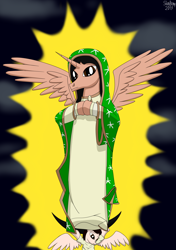 Size: 6000x8500 | Tagged: safe, artist:toonalexsora007, species:alicorn, species:pony, absurd resolution, angel, ponified, solo, virgen de guadalupe, virgin mary