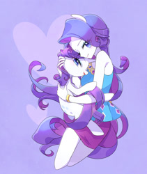 Size: 1200x1425 | Tagged: safe, artist:kkmrarar, character:rarity, species:pony, species:unicorn, g4, my little pony: equestria girls, my little pony:equestria girls, clothing, cute, female, geode of shielding, holding a pony, hug, human ponidox, magical geodes, mare, ponidox, ponied up, self ponidox, smiling
