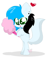 Size: 3032x3808 | Tagged: safe, artist:kittyrosie, oc, oc only, oc:icefluff, species:pony, species:wolf, cotton candy, female, hybrid, mare, paws, simple background, solo, transparent background, watermark, wolf pony