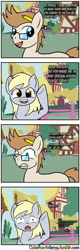 Size: 1280x4000 | Tagged: safe, artist:outofworkderpy, character:derpy hooves, oc, oc:jayson thiessen, species:pegasus, species:pony, species:unicorn, comic:out of work derpy, comic, ditzy doo, duo, female, implied bon bon, implied lyra, male, mare, outofworkderpy, ponyville, salute, semi-grimdark series, stallion, suggestive series, sweat, tumblr, tumblr comic
