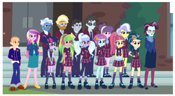 Size: 1280x709 | Tagged: safe, artist:kayman13, edit, edited screencap, screencap, character:dean cadance, character:indigo zap, character:jet set, character:lemon zest, character:neon lights, character:pokey pierce, character:princess cadance, character:principal abacus cinch, character:rising star, character:sour sweet, character:sugarcoat, character:sunny flare, character:suri polomare, character:trenderhoof, character:twilight sparkle, character:twilight sparkle (scitwi), character:upper crust, species:eqg human, equestria girls:friendship games, g4, my little pony: equestria girls, my little pony:equestria girls, awkward smile, bully, bully (video game), clothing, crystal prep academy, crystal prep academy uniform, crystal prep shadowbolts, female, group photo, jimmy hopkins, male, school uniform, shadow five