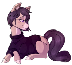 Size: 1000x900 | Tagged: safe, artist:cinnamonsparx, oc, oc:jazz, species:earth pony, species:pony, clothing, female, mare, prone, simple background, solo, sweater, transparent background