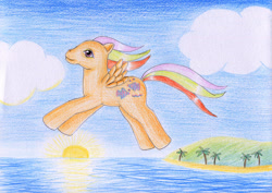 Size: 1280x908 | Tagged: safe, artist:normaleeinsane, g1, female, sea breeze, solo, traditional art, tropical ponies