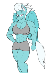 Size: 1056x1647 | Tagged: safe, artist:calm wind, artist:matchstickman, edit, character:fleetfoot, species:anthro, 1000 years in photoshop, abs, biceps, breasts, busty fleetfoot, cleavage, clothing, deltoids, fleetflex, midriff, muscles, pecs, sports bra, sports shorts, wonderbolts, workout outfit