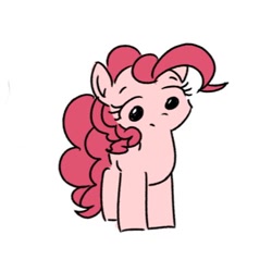 Size: 400x400 | Tagged: safe, artist:manachaaaaaaaa, character:pinkie pie, species:earth pony, species:pony, beady eyes, cute, diapinkes, female, mare, simple background, solo, white background
