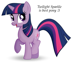Size: 1059x944 | Tagged: safe, artist:quanno3, artist:statoose, character:twilight sparkle, character:twilight sparkle (unicorn), species:pony, species:unicorn, best pony, cute, female, mare, raised hoof, simple background, smiling, solo, transparent background, twiabetes, vector
