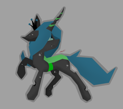 Size: 2224x1968 | Tagged: safe, artist:groomlake, character:queen chrysalis, species:changeling, species:pony, changeling queen, colored, crown, curved horn, female, horn, jewelry, mare, regalia, royalty, silly, simple, simple background, solo, spots, stupid sexy chrysalis