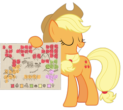 Size: 2243x2007 | Tagged: safe, artist:sonofaskywalker, character:applejack, species:earth pony, species:pony, episode:going to seed, g4, my little pony: friendship is magic, clothing, cowboy hat, eyes closed, female, hat, hoof hold, map, mare, simple background, smiling, solo, transparent background, vector