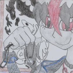 Size: 1059x1060 | Tagged: safe, artist:nephilim rider, oc, oc:heaven lost, my little pony:equestria girls, colored pencil drawing, geode of pyrokinesis, traditional art, yin-yang