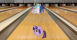 Size: 444x230 | Tagged: safe, artist:disneymarvel96, artist:ii-art, artist:mactavish1996, character:discord, character:princess cadance, character:princess celestia, character:princess luna, character:spike, character:twilight sparkle, bowling, bowling alley, bowling ball, ponyball, wat, what could possibly go wrong