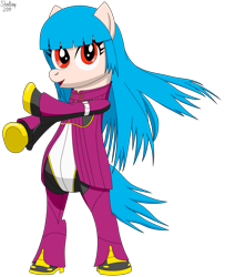 Size: 4700x5800 | Tagged: safe, artist:toonalexsora007, species:earth pony, species:pony, bipedal, dead or alive, king of fighters, kula diamond, ponified, solo