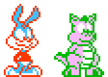 Size: 224x160 | Tagged: safe, artist:tarkan809, character:spike (g1), g1, 8-bit, buster bunny, charlie adler, coincidence?!... probably, nintendo entertainment system, pixel art, sprite, style emulation, tiny toon adventures, voice actor joke