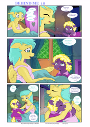 Size: 6197x8760 | Tagged: safe, artist:jeremy3, character:sunshower raindrops, oc, oc:valentine, species:earth pony, species:pegasus, species:pony, comic:behind me, alternate universe, bed, comic, curtains