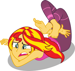 Size: 1694x1600 | Tagged: safe, artist:seahawk270, artist:yogfan, character:sunset shimmer, episode:wake up!, g4, my little pony: equestria girls, my little pony:equestria girls, spoiler:choose your own ending (season 2), spoiler:eqg series (season 2), barefoot, clothing, feet, female, horse on a bike, open mouth, pants, simple background, solo, transparent background, vector, wake up!: rainbow dash, yoga, yoga pants, yoga pose