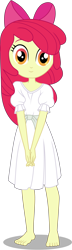 Size: 2245x7825 | Tagged: safe, artist:toonalexsora007, character:apple bloom, my little pony:equestria girls, apple bloom's bow, bare legs, barefoot, barefooting, bow, clothing, cosplay, costume, crossover, dress, feet, female, hair bow, high res, latin american, simple background, solo, susana moreno, sword art online, transparent background, vector, voice actor joke, yui
