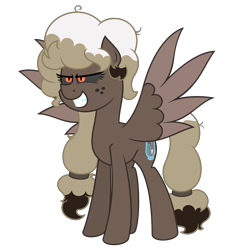 Size: 4688x4688 | Tagged: safe, artist:besttubahorse, oc, oc only, oc:sweet mocha, species:pony, alternate cutie mark, alternate hairstyle, evil, evil grin, freckles, grin, sharp teeth, simple background, smiling, spread wings, teeth, transparent background, vector, wings