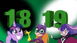 Size: 1920x1080 | Tagged: safe, artist:cartoonmasterv3, character:twilight sparkle, character:twilight sparkle (alicorn), species:alicorn, species:pony, batgirl, birthday, crossover, dc superhero girls, deviantart, zatanna