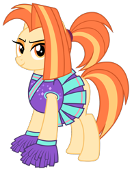 Size: 1640x2119 | Tagged: safe, artist:sonofaskywalker, character:shimmy shake, species:earth pony, species:pony, episode:2-4-6 greaaat, cheerleader, clothing, female, lidded eyes, mare, pleated skirt, pom pom, ponytail, simple background, skirt, solo, transparent background, vector