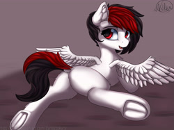 Size: 4743x3543 | Tagged: safe, artist:avery-valentine, oc, oc only, species:pegasus, species:pony, butt, dock, female, looking at you, looking back, looking back at you, mare, open mouth, plot, prone, smiling, solo, spread wings, underhoof, wings