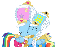 Size: 687x540 | Tagged: safe, artist:kayman13, artist:trotsworth, character:rainbow dash, species:pony, episode:swarm of the century, g4, my little pony: friendship is magic, clothing, dashblitz, dashie antoinette, dress, eyes closed, female, hoof hold, hoof on head, i love you, love, male, ponidox, powdered wig, rainbow blitz, rainbow blitz always dresses in style, rainbow dash always dresses in style, rule 63, self ponidox, selfcest, shipping, simple background, smiling, straight, transparent background, wig