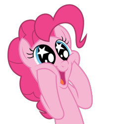 Size: 1484x1626 | Tagged: safe, artist:sonofaskywalker, character:pinkie pie, species:earth pony, species:pony, episode:a trivial pursuit, g4, my little pony: friendship is magic, cute, diapinkes, female, simple background, solo, squee, squeeing, starry eyes, transparent background, vector, weapons-grade cute, wingding eyes