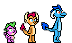 Size: 400x240 | Tagged: safe, artist:tarkan809, character:princess ember, character:smolder, character:spike, species:dragon, 8-bit, dragoness, female, male, megaman, megapony, megapony ii, nintendo entertainment system, pixel art, style emulation, trio