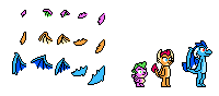 Size: 200x88 | Tagged: safe, artist:tarkan809, character:princess ember, character:smolder, character:spike, species:dragon, 8-bit, dragoness, female, male, megaman, megapony, megapony ii, nintendo entertainment system, pixel art, sprite sheet, style emulation, trio, winged spike, wings