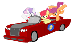 Size: 900x525 | Tagged: safe, artist:hyperwave9000, character:apple bloom, character:scootaloo, character:sweetie belle, species:pegasus, species:pony, car, cutie mark crusaders, driving, need for speed, simple background, transparent background, vehicle