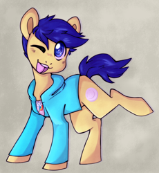 Size: 838x910 | Tagged: safe, artist:cinnamonsparx, oc, species:pony, clothing, hoodie, male, one eye closed, shirt, solo, stallion, wink